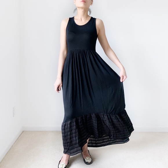 BOHO RUFFLES MAXI DRESS WITH POCKETS - BLACK - Picture 5 of 10